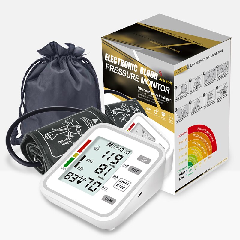 Digital Automatic Blood Pressure Monitor Upper Arm Automatic Cuff BP Machine &amp; Pulse Rate Monitoring Meter,Large LCD Display