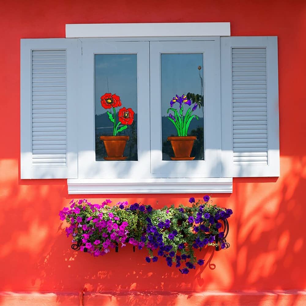 Lilies Tulips Daffodils Flower Pot Window Clings Spring Decorations Adhesive Window Stickers Glass Door Sticker Decal Home Decor