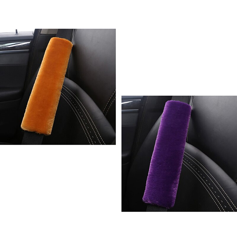 2pcs Soft Car Seatbelt Cover Sheepskin Seat Belt Pillow Pad Seat Belt Safety Strap Cover Shoulder Pads For Bag Car Accessories