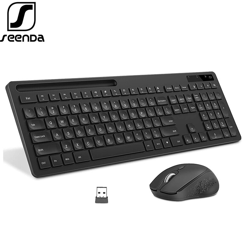 SeenDa 2,4G USB kabellos Tastatur mit Telefon Halfter für Computer Laptop Slinet Tastatur und Maus einstellen für Fenster iOS Android