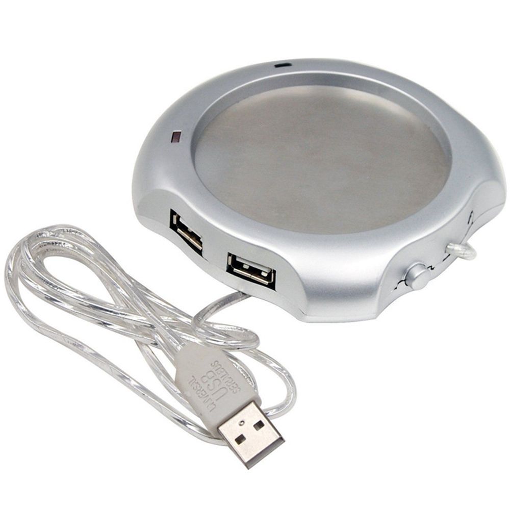 Usb-varmer sliver varm te kaffekop krusvarmer usb varmepude med 4 usb porte hub med tænd/sluk-knap: Grå