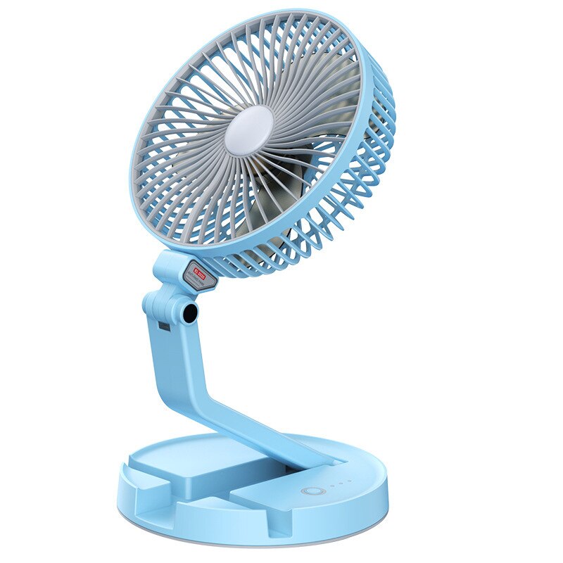 2600mAh/5200mAh Mini Portable Folding Table Lamp Fan USB Charging Table Light Fan Three Gears Wind Telescopic Fan: A blue