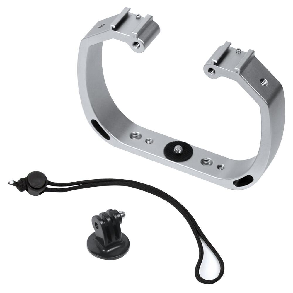 Dual Griff Tauchen Tauchen Halterung Blitz Licht Stehen Rahmen Bausatz für Gopro Held 7 6 5 Aktion Kameras Camcorder w/ Schuh montieren