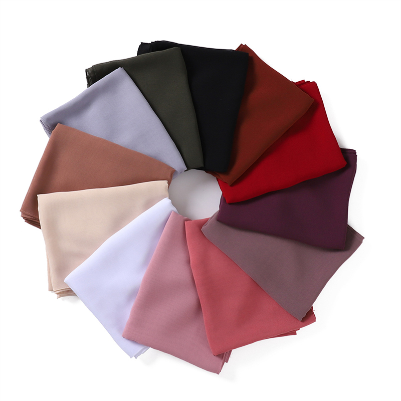 Vrouwen Effen Fluwelen Bubble Chiffon Sjaal Effen Lange Hijab Wrap Print Effen Kleur Sjaals Hoofdband Vrouwen Zachte Hijaabs Reizen Sjaals