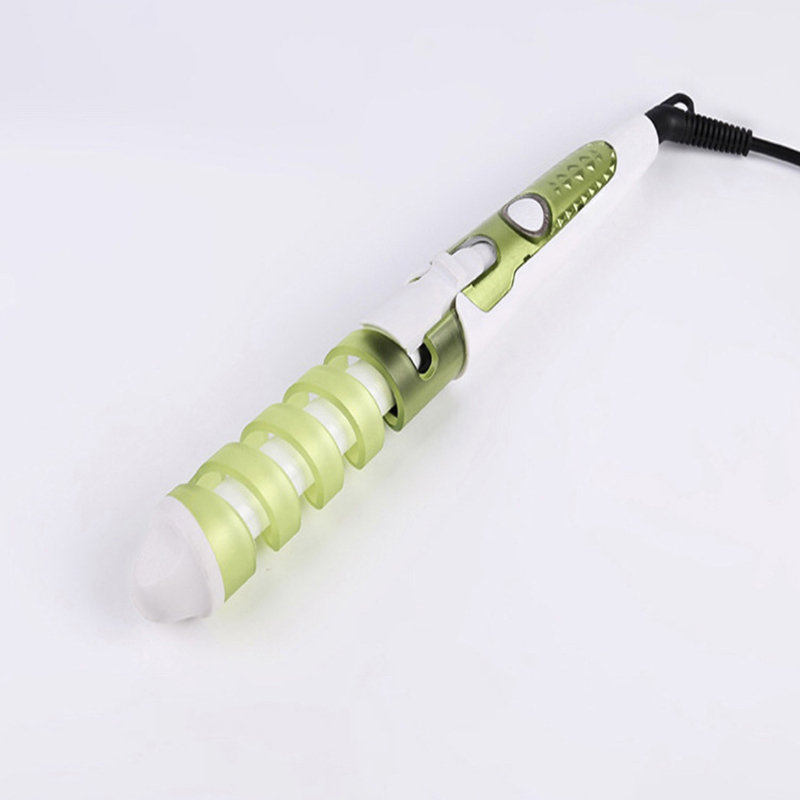 Haarkrulspelden Elektrische Krul Keramische Spiraal Haar Krultang Wand Salon Hair Styling Tools Styler: green EU plug