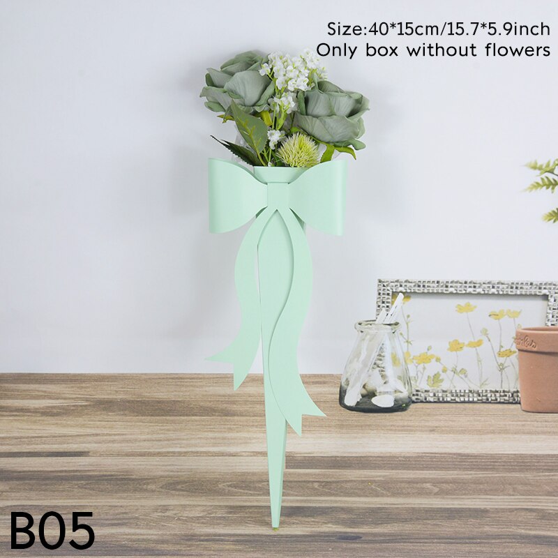 Caja de embalaje de flores con lazo, bolsa de papel portátil para ramo individual, decoración para de cumpleaños y Día de San Valentín, 1/4 piezas: 1pc / B05