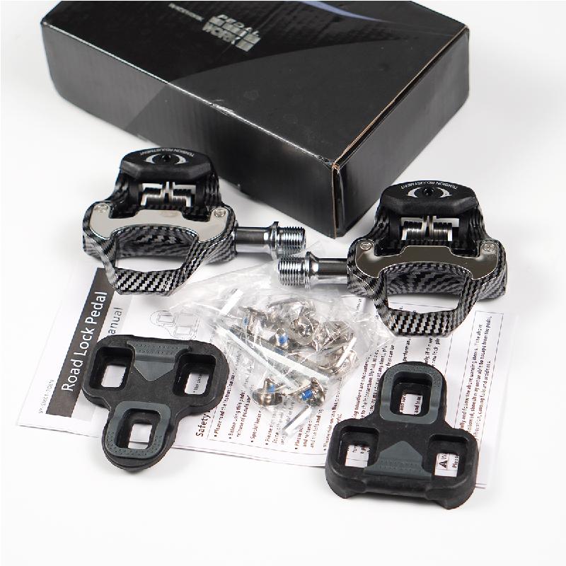 Racefietspedalen van koolstofvezel - Ultralichtgewicht, geschikt voor SHIMANO SPD/LOOK KEO-schoenplaatjes | Hoogwaardige klikpedalen: YELLOW