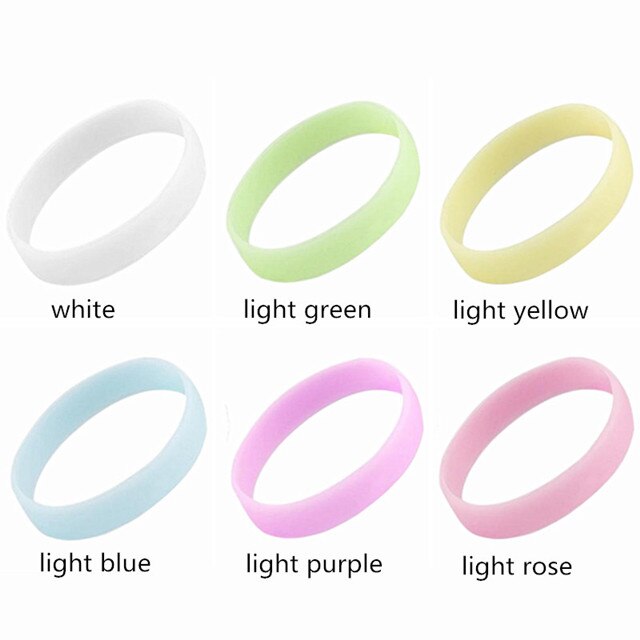 50pcs Glow in the Dark Power Silicone Bracelets Luminous Hologram Rubber wristband Men Women Teens Friendship Bangle: Mix 6 colors / adult 202x12x2 mm