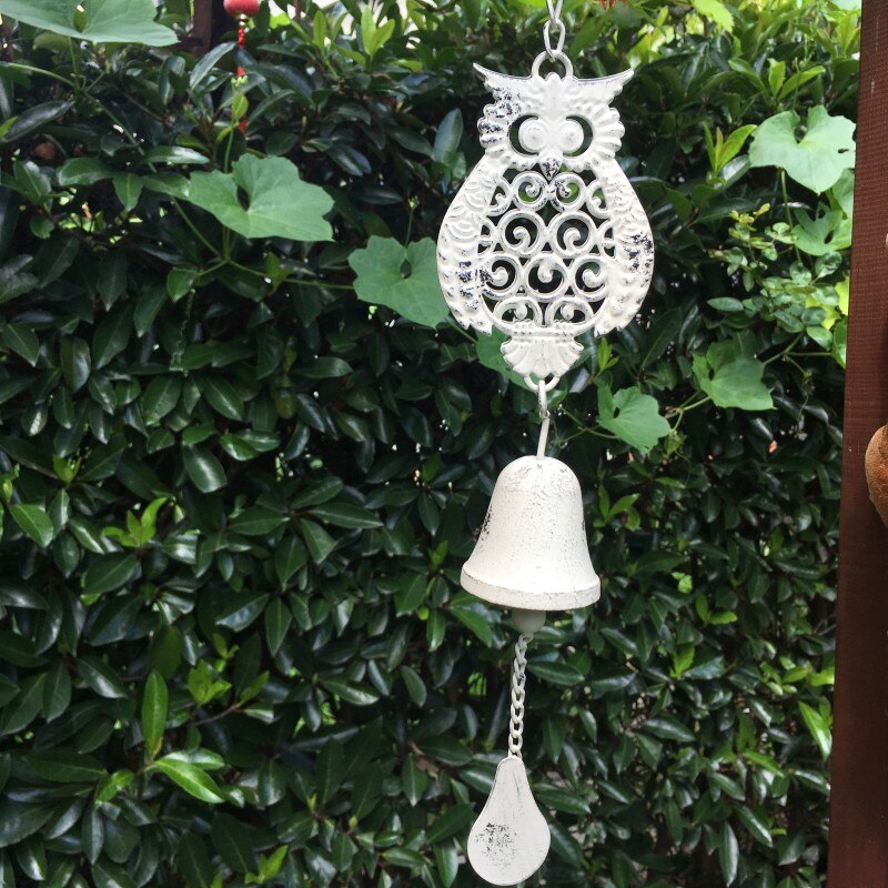 Campanas de viento de búho Feng Shui para exteriores, decoración de hierro forjado para jardín, Villa, casa, patio, adornos, balcón, artesanía de comestibles