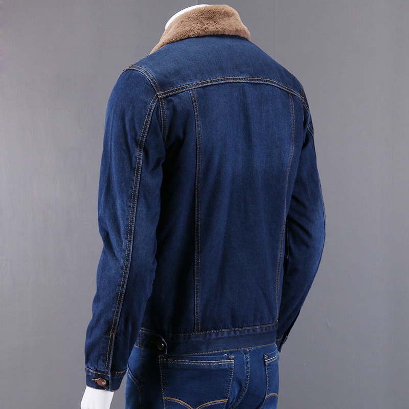 Vinter meget varm slankt mærke denim jakke herre jakke og frakker herre jakke tykt outwear mandlige cowboy s -4xl