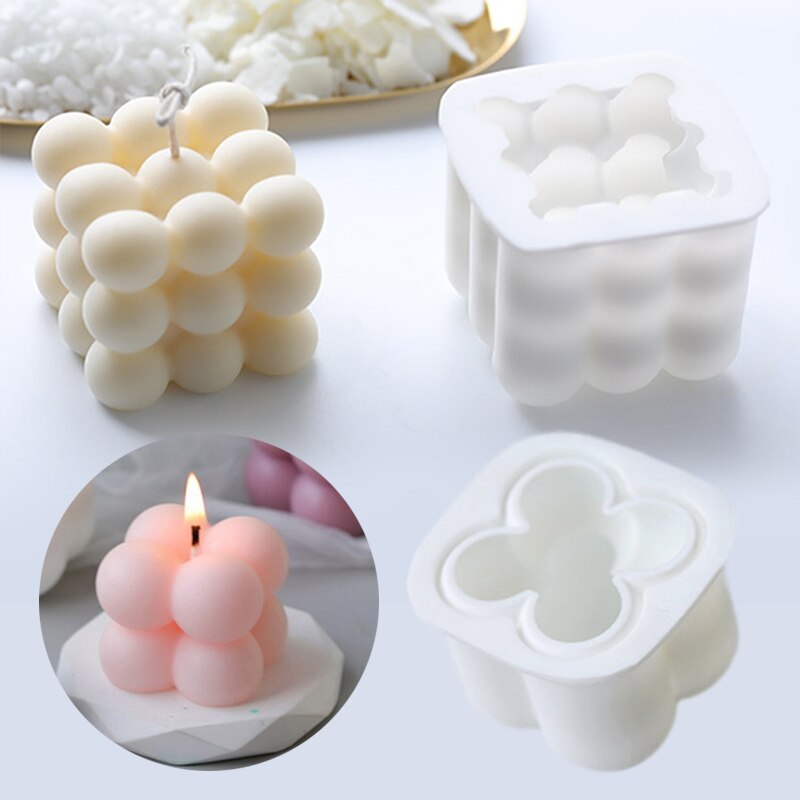 Silicone Mold Voor Craft 3d Diy Handgemaakte Soja Wax Essentiële Olie Aromatherapie Cube Kaars Mallen Voor Gips Kaarshouder Zeep vorm