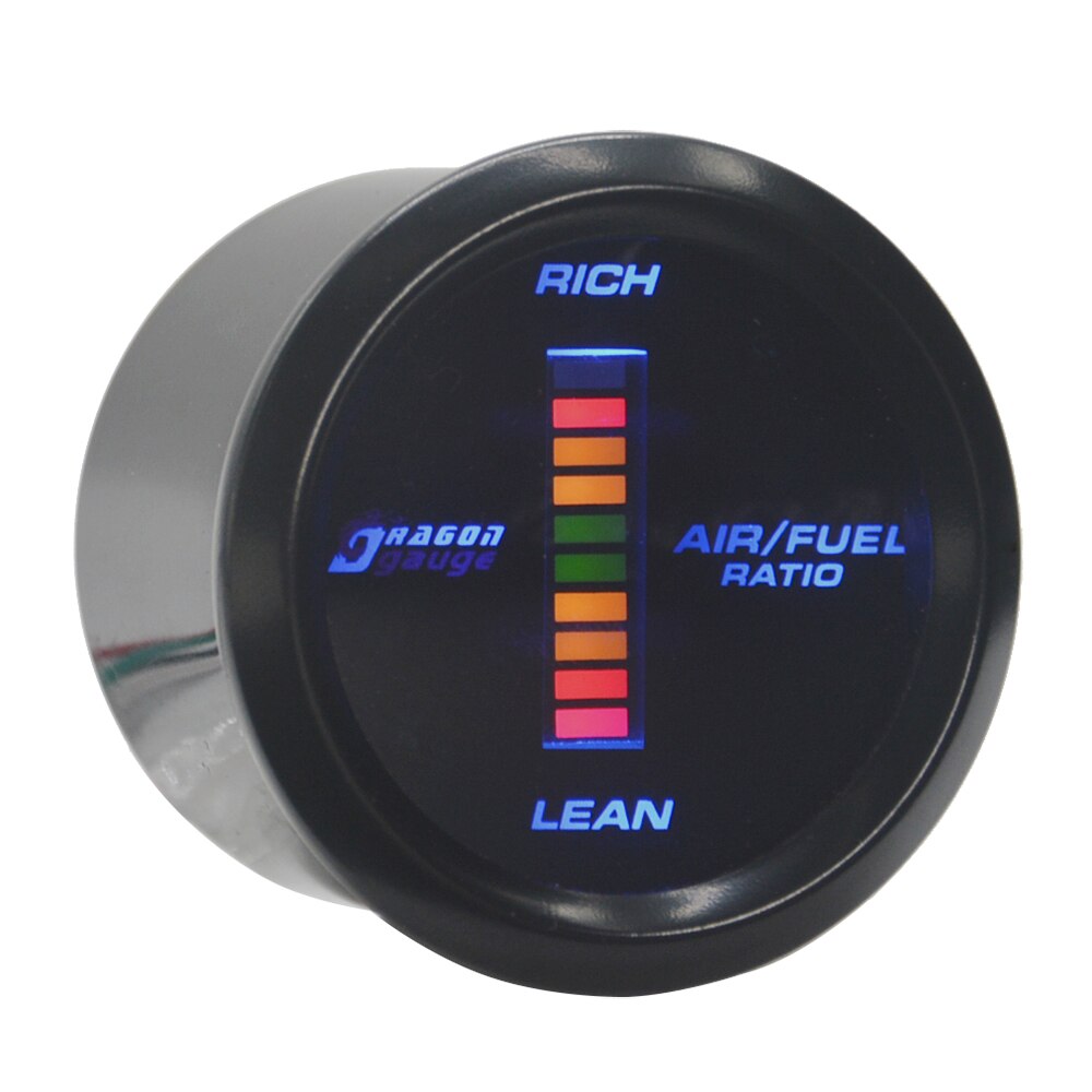 Dragon 52mm Auto Car Electronic Digital LED Engine Air Fuel Ratio Gauge Narrowband Oxygen Sensor Lean Rich Meter: Air Fuel Gauge