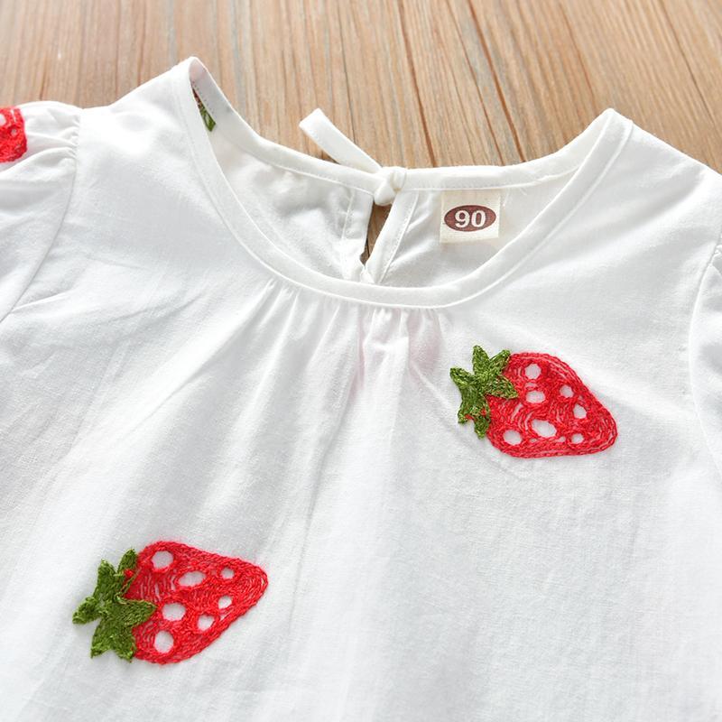 2021 estate nuove camicette da bambina camicia da bambino in cotone con stampa di fragole manica corta carino abbigliamento Casual per bambini camicie abito