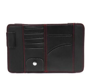 Zwart Rood Faux Leather Card Organizer Bag Zonneklep Opslag Zak Voor Auto