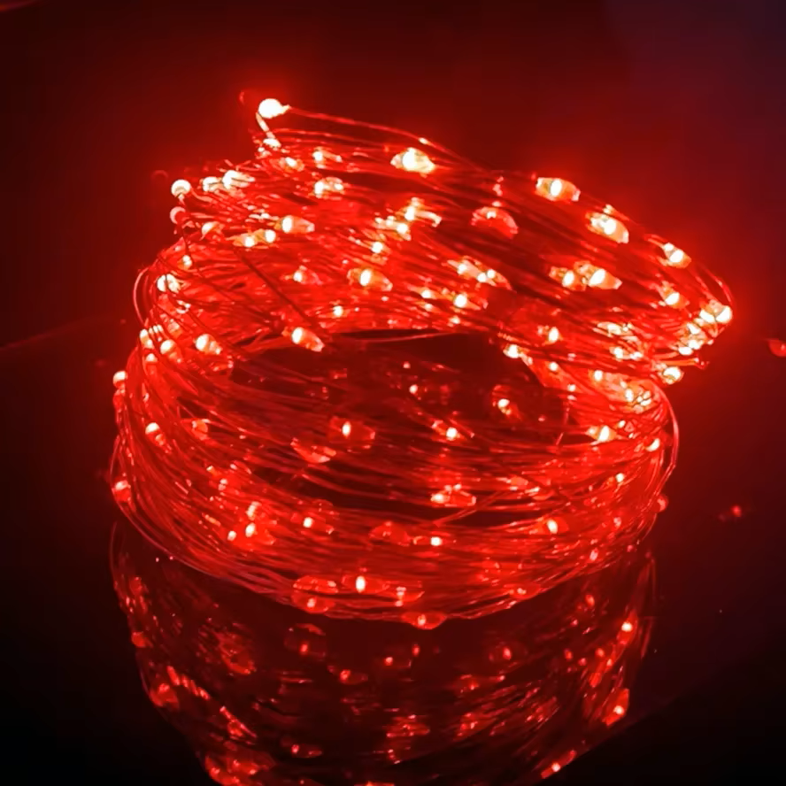20m vattentäta usb led-ljusslinga koppar silvertråd girland ljusslingor för jul bröllopsfest dekoration krans: Röd / 85w