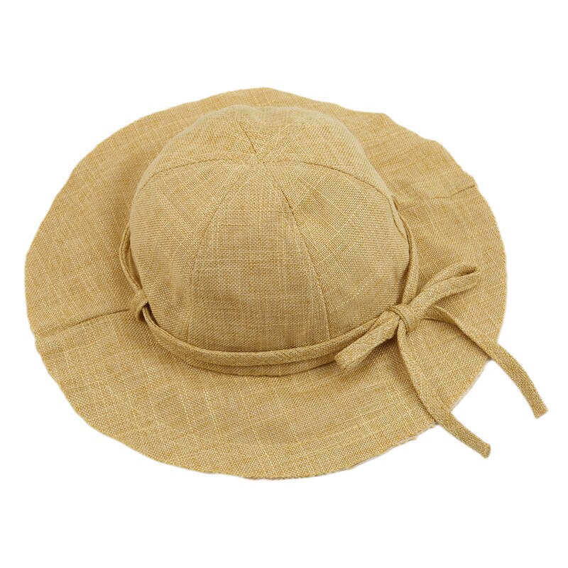 Bälte slips platt topp sy barn rosett canvas barn fiskare casual hatt: Gul