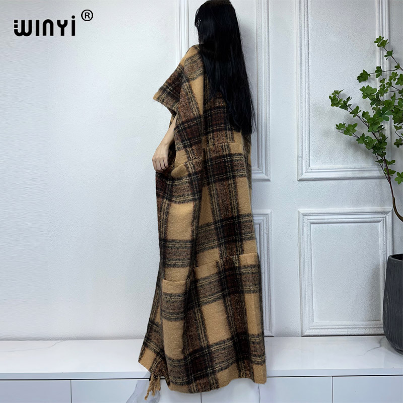 WINYI-cárdigan con estampado clásico africano para mujer, abrigo holgado de , kimono y cálido, invierno