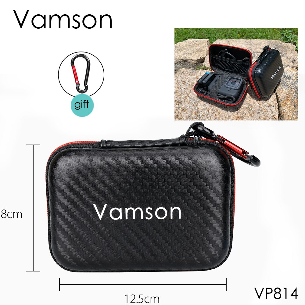 Vamson tilbehør til gopro hero 10 9 8 7 6 5 sort  yi 4k sjcam kamera taske taske lynlås boks opbevaring tilbehør  vp814: Vp814