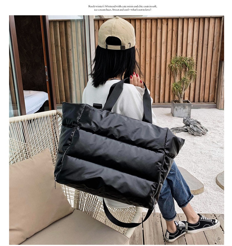 Hiver sac à bandoulière de grande capacité pour les femmes sacs en Nylon imperméables espace Pad coton plume vers le bas sac grand sac avec épaule