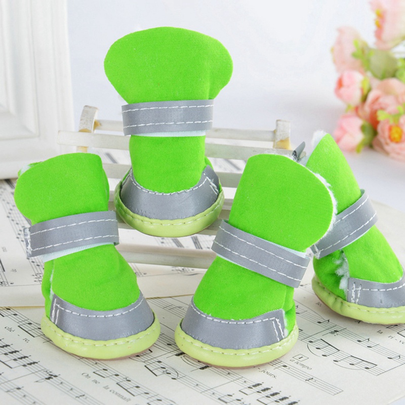 4pcs/set Waterproof Pet Boots Dog Shoes Soft Bottom Shoes for dogs Thick Anti-slip Winter Warm Dog Socks Dogs Protectors Shoes