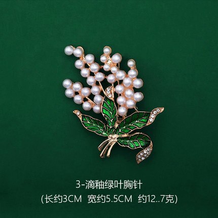 Huanzhi Retro Emaille Druipen Glazuur Parel Bel Orchidee Bloemen Groene Plant Broche Voor Vrouwen Kraag Accessoires Sieraden: B