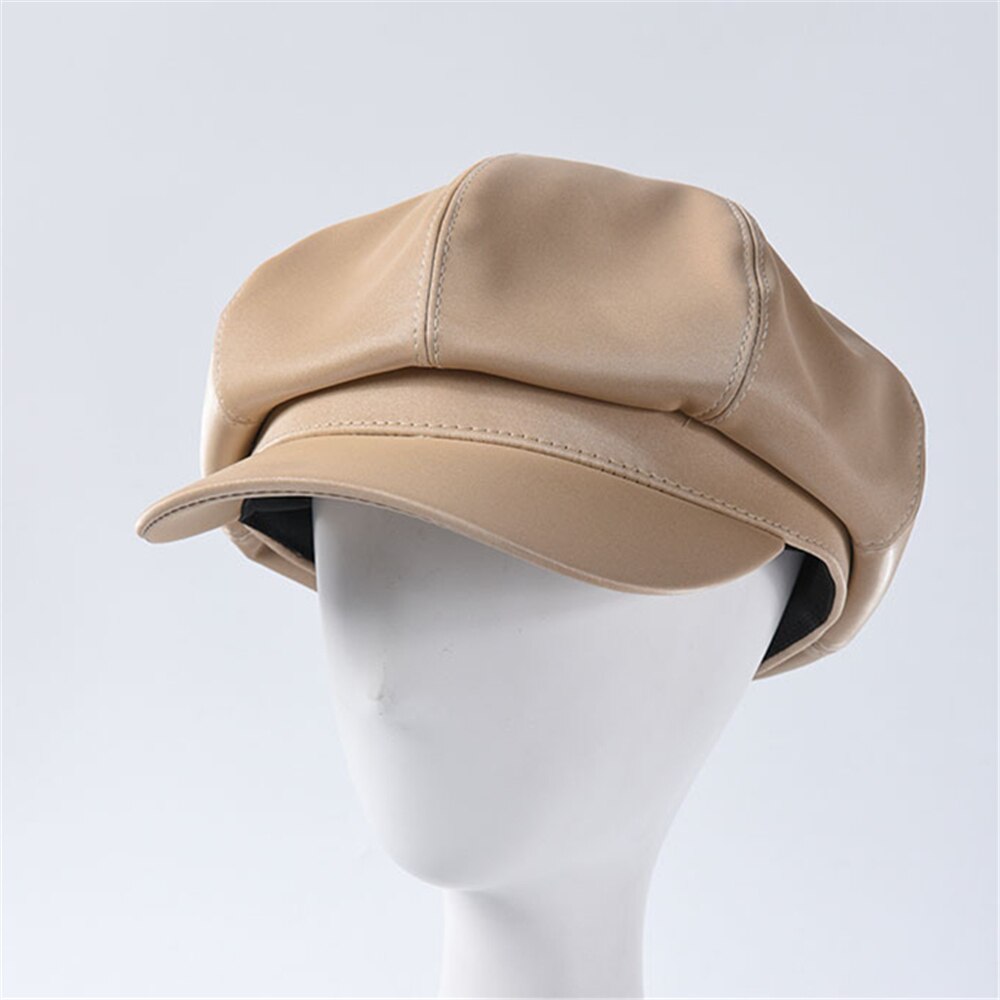 Gorro octogonal de cuero BUTTERMERE, Boina de hiedra plana sólida para mujer, gorra amarilla Newsboy , nuevos sombreros de invierno Vintage para mujer Duckbill