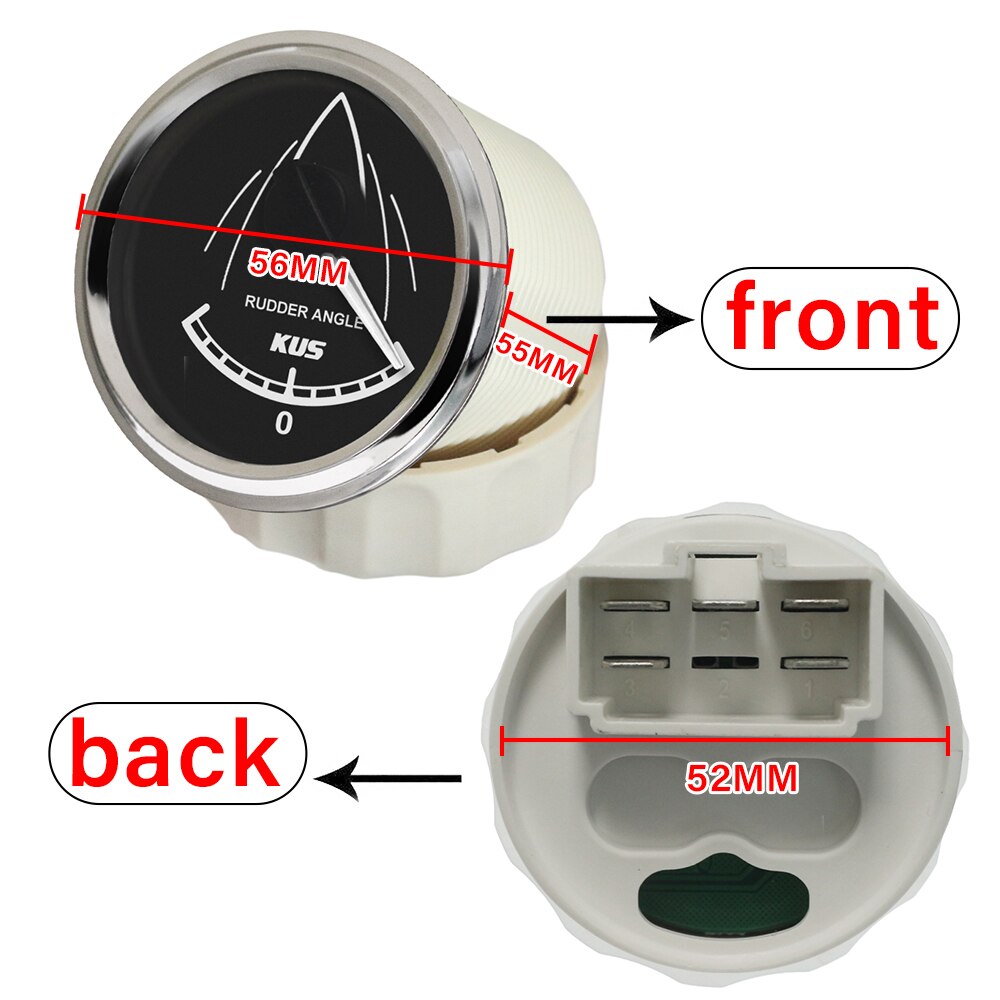 KUS 2" Boat Rudder Angle Indicator Gauge 0-190ohm Signal with KE41000 Marine Rudder Sensor