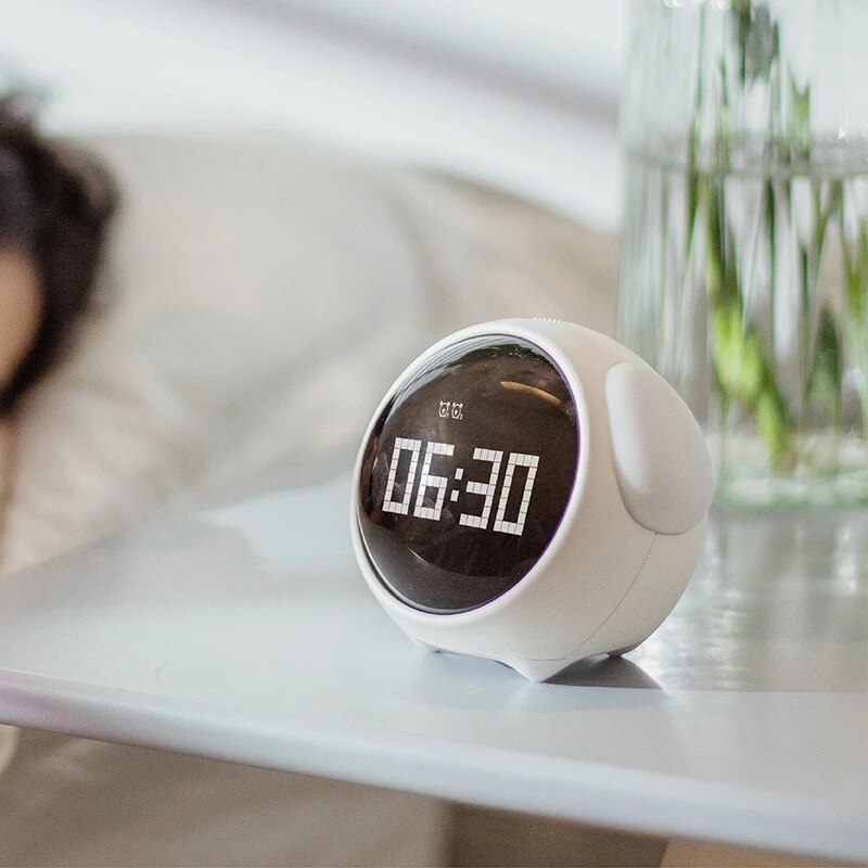 Xiaomi Cute Expression Alarm Clock Multi Function Digital LED Voice Controlled Light Bedside Thermometer Clock for Best
