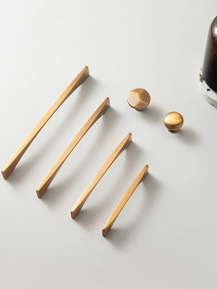 Modern Arch Pull High-end Yellow Bronze Drawer Knobs Kitchen Cupboard Door Handles Cabinet Handles for Furniture Hardware