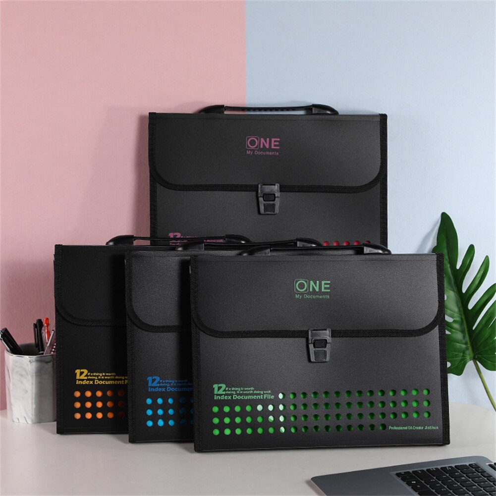 12 Pockets Accordion Expandable File Folder With Handles Portable A4/A5 Letter Size Business Office File Document Organizer PP