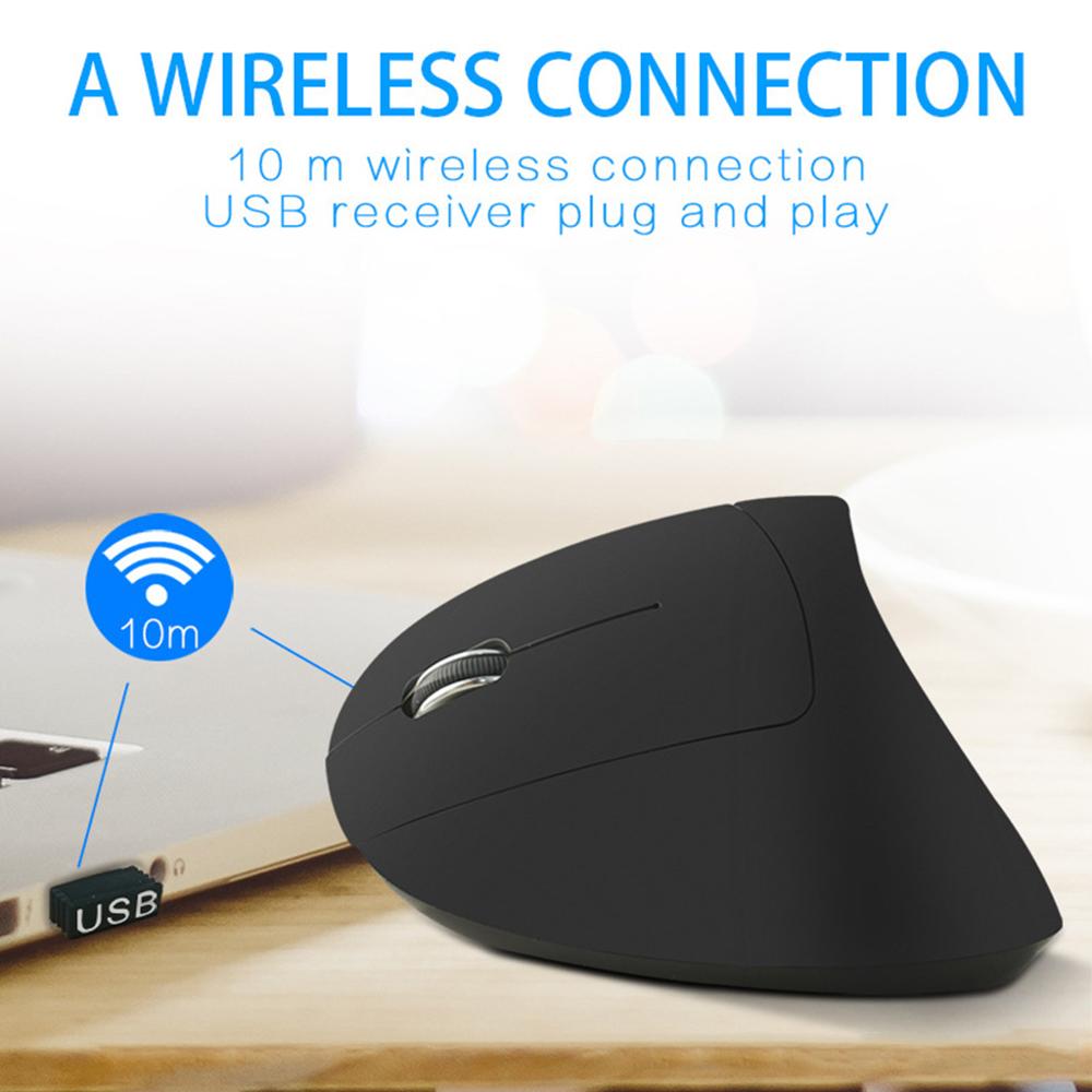 Ratón Vertical ergonómico para zurdos, recargable, con receptor USB, para ordenador portátil, PC y Escritorio
