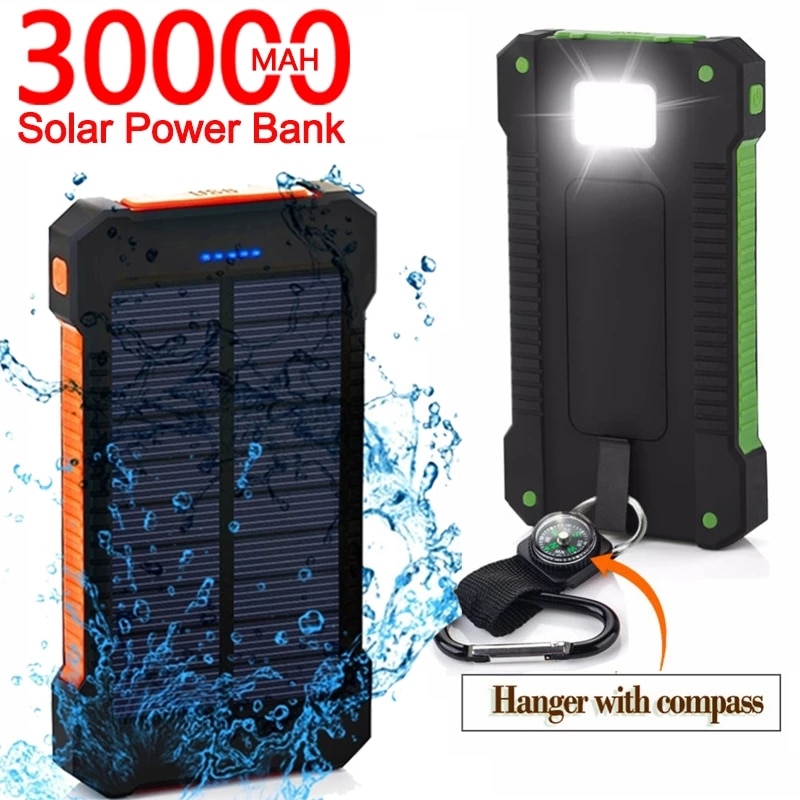 Hochwertige solar-powerbank mit 5000 mah, wasserdichtem gehäuse, dual-usb-smartphone-ladegerät, externer box, taschenlampe und powerbank für  i13 personen