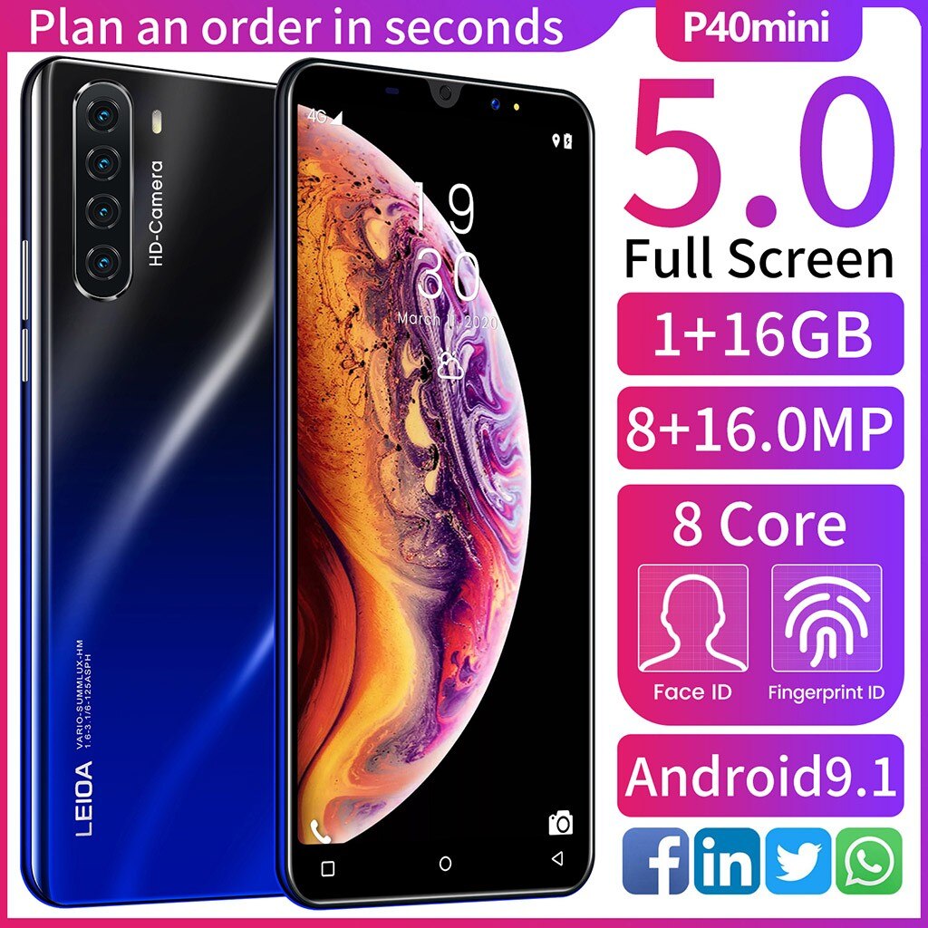 P40Mini Clever Telefon Bildung Lernen Maschine 5in Dual SIM Android Fingerabdruck Gesicht Entsperrt Speicher 1GB + 16GB