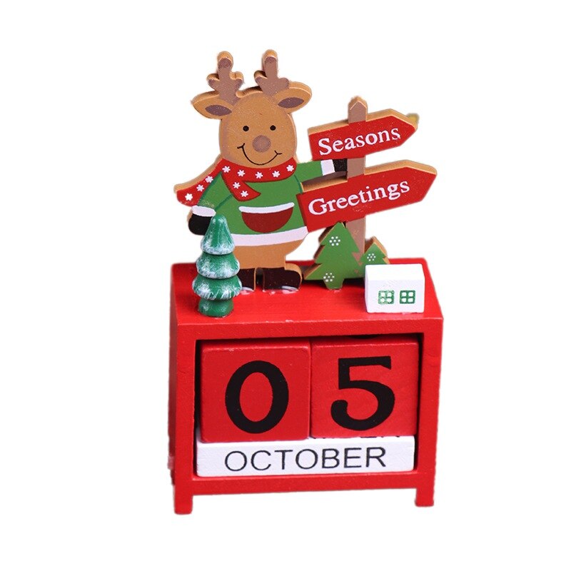 Wooden Christmas Advent Countdown Calendar With Painted Blocks Home Ornament Decor Santa Claus Snowman Reindeer Pattern: C