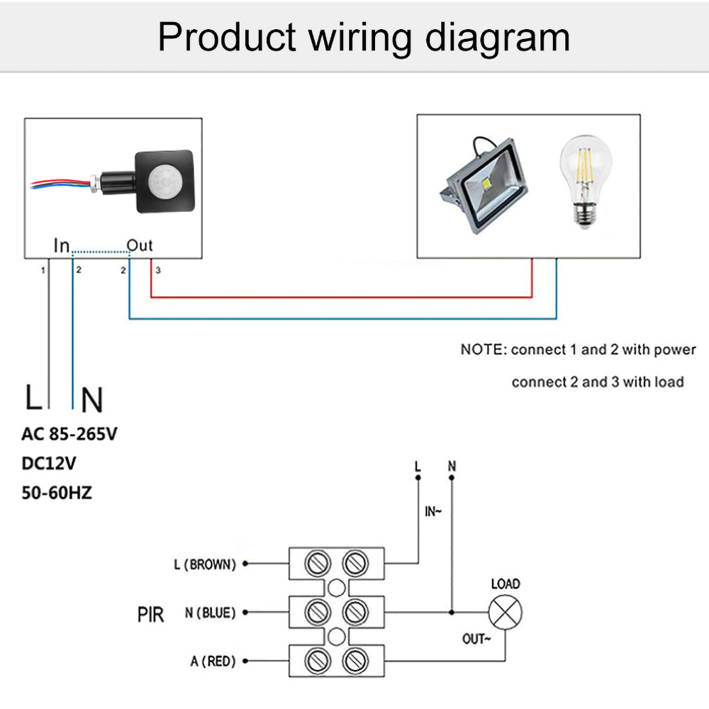 Ultrathin LED Flood Light PIR Motion Sensor Detector 10/12mm Waterproof Outdoor 85-265V IP65 Motion Sensor Adjustable PIR Switch