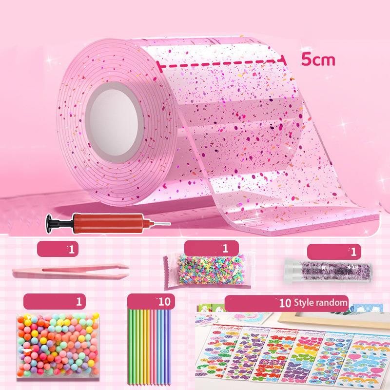 DIY artesanía pellizco juguete hacer juego de cintas de burbujas soplables sin marcar adhesivo de doble cara reutilizable Color Kit de Nano cinta adhesiva alta: Plata
