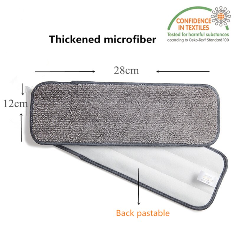 2 stk 45*14cm gulv rengjøring erstatning mopp klut dobbel mikrofiber mopp pute husholdning pasta klut mopp pute gjenbrukbar sprøyting flat: 2 stk grå 28-12cm