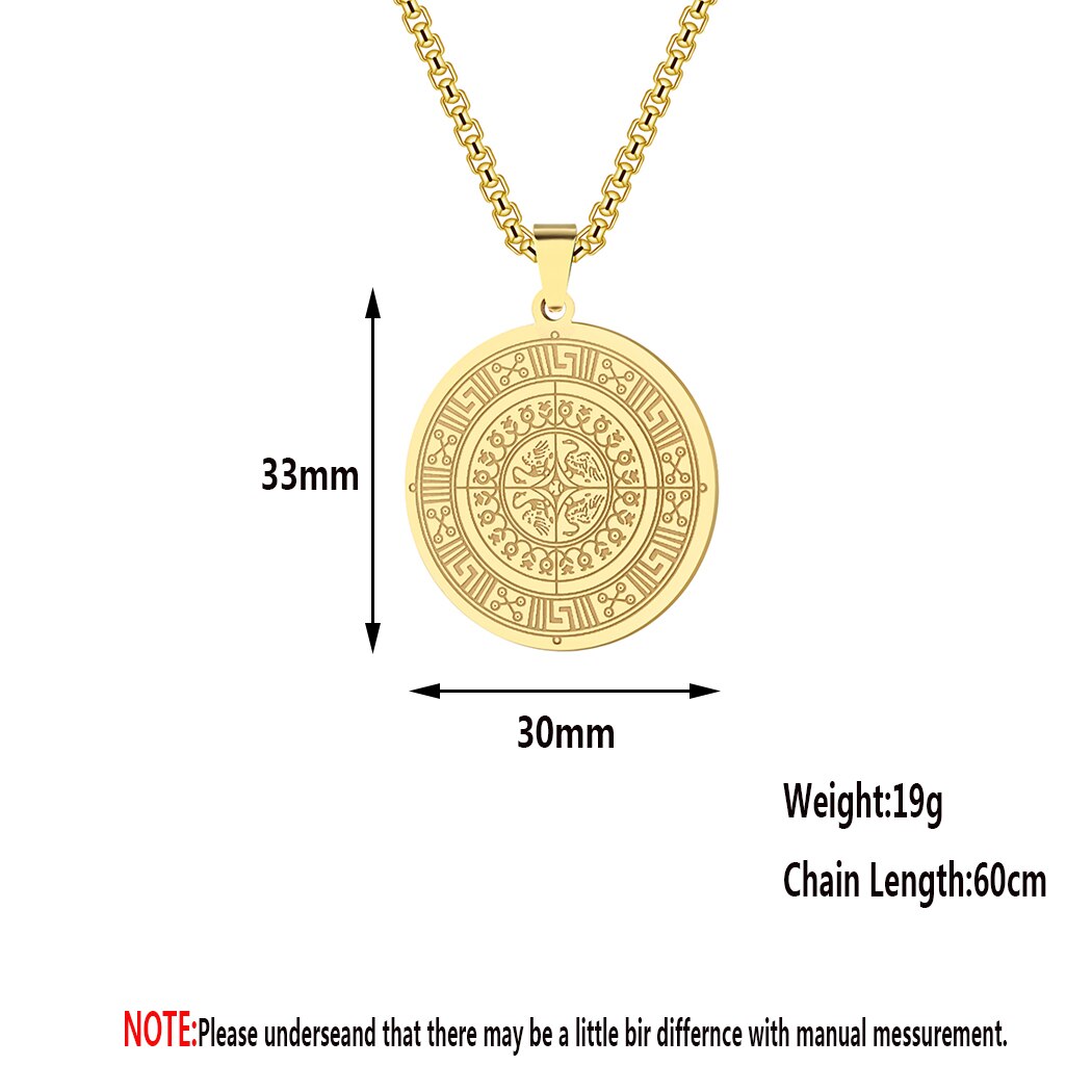 Rvs Sieraden Accessoires Griekse Sleutel Symbool Hanger Necklaceancient Griekse Medaillon Etnische Ketting Vrouwen Mannen