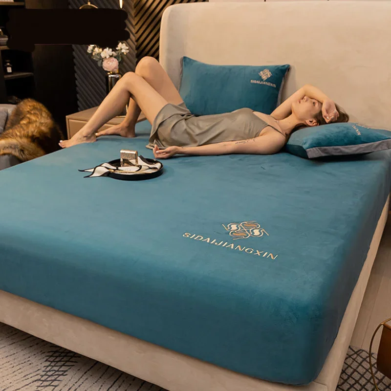 Sábana bajera de franela, Sábana doble de terciopelo, Funda de colchón gruesa, tamaño Queen/King 120/150/180 (funda de almohada vendida por separado): 200 cm x 230 cm / Rosa