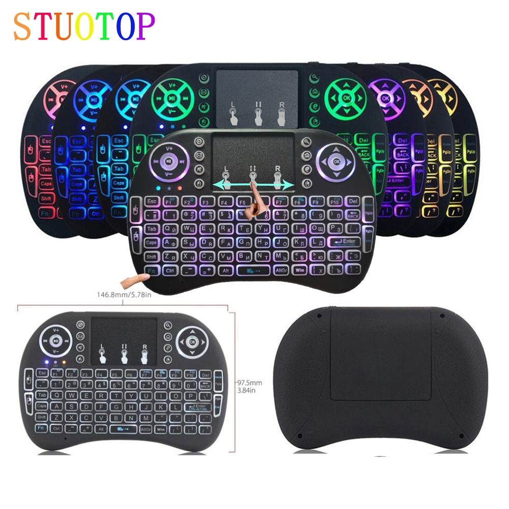 Mini kabellos Klaviatur Beleuchtete Tastatur Multimedia Fernbedienung Tasten und PC Spielen Kontrolle Touchpad, für PC Pad Android TV Kasten Clever TV
