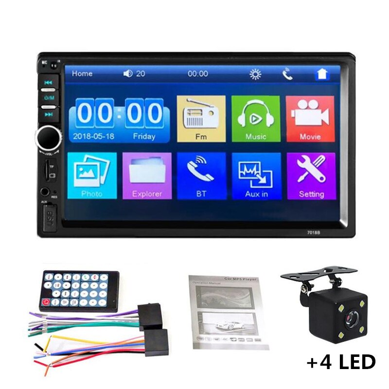 Autoradio 2 Din Fm Audio Stereo 7 &quot;Hd Touch Screen MP5 Bluetooth Multimedia Speler Ondersteuning Tf Usb Aux input Autoradio: Radio and 4 LED