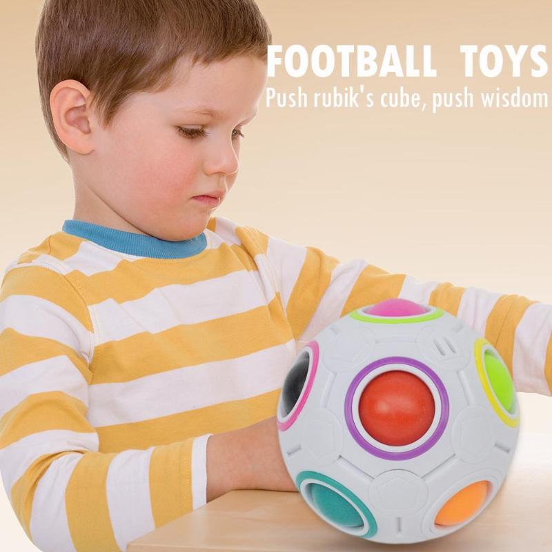 Mini Spheric Magic Rainbow Football Puzzle Ball Children Education Toys Novel Finger Press and Push Movement