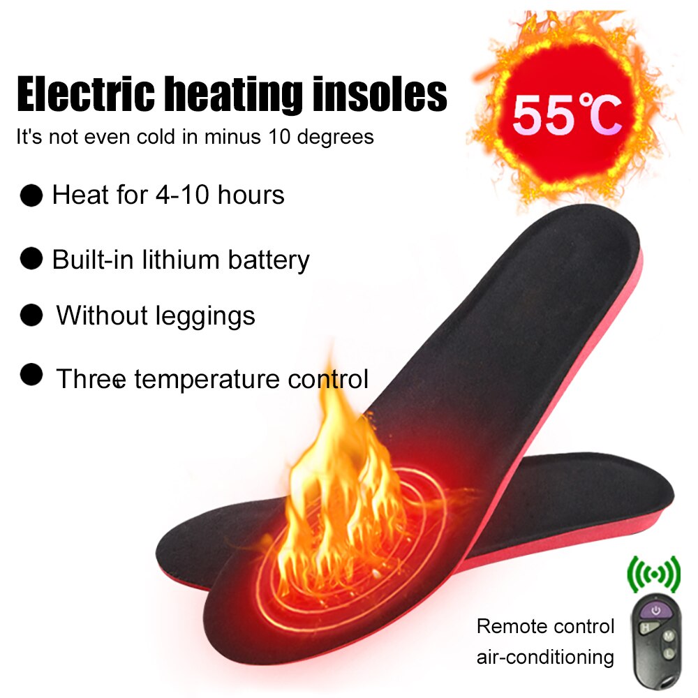 Beheizbare einlegesohlen mit fernbedienung, wiederaufladbare elektrische beheizbare schuheinlagen für wintersport, skifahren, jagen