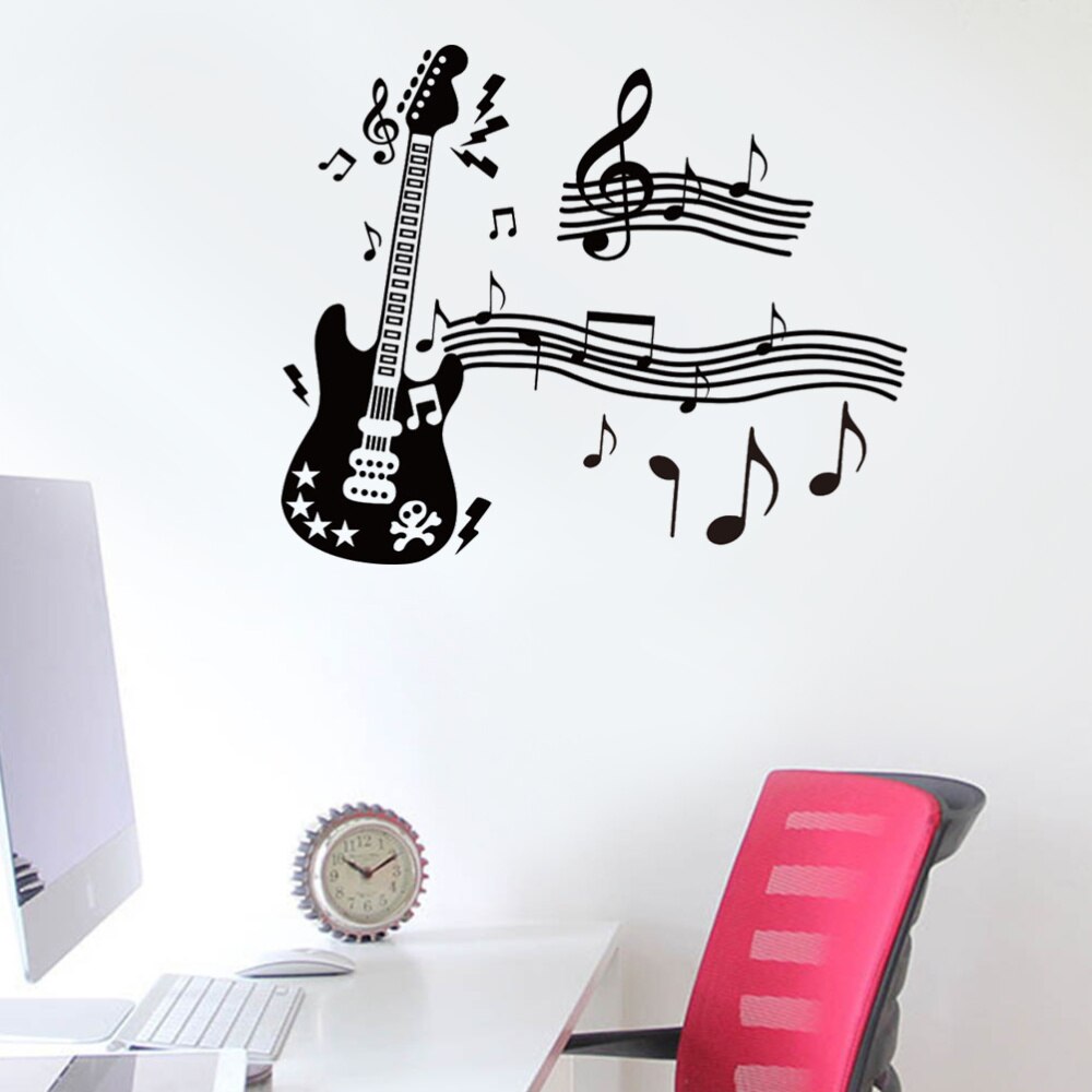 Musical Notes Guitar Vinyl Wall Stickers Living Room Decals Nursery Home Decor Removable Wallpaper Art Murals