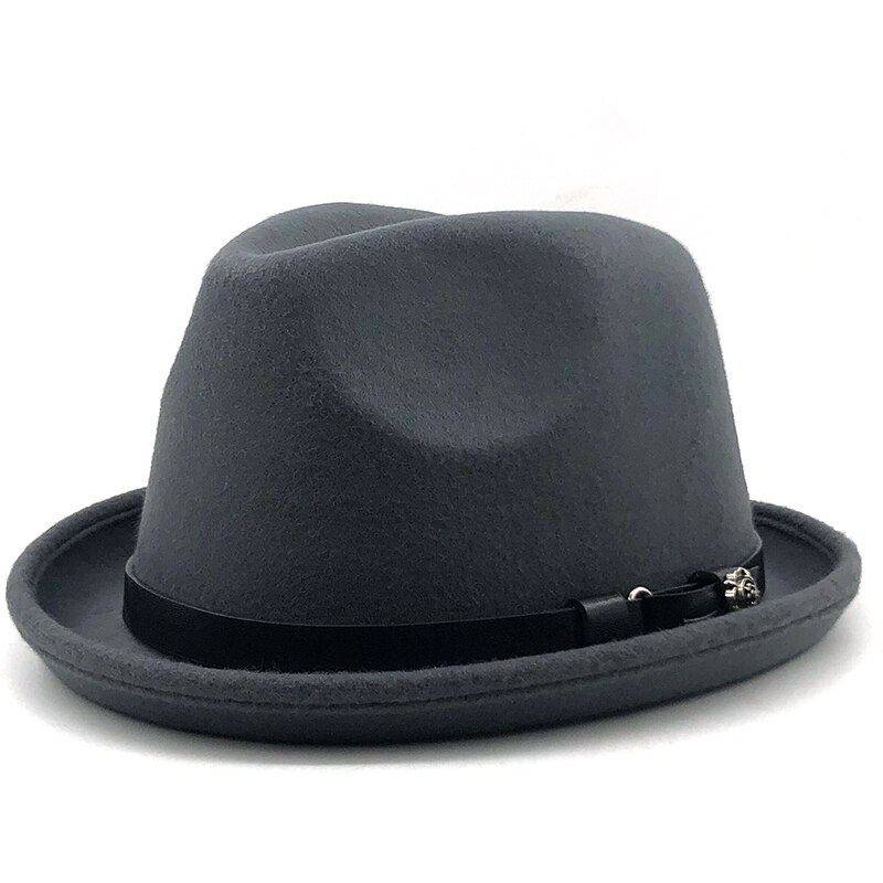 Simple Men&#39;s Felt Fedora Hat for Gentleman Winter Autumn Church Roll Up Brim Homburg Dad Jazz Hat: gray01