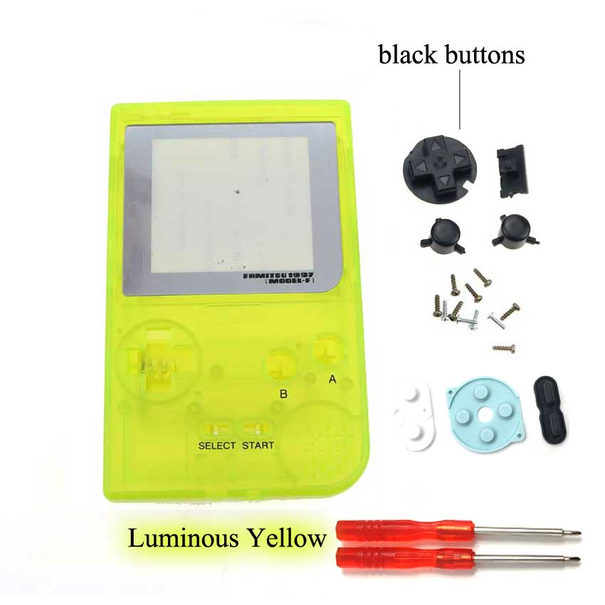 YuXi Clear Housing Shell Cover Replacement For Nintendo Gameboy Pocket Game Console For GBP Housing Case with screwdriver tools: Luminous Yellow