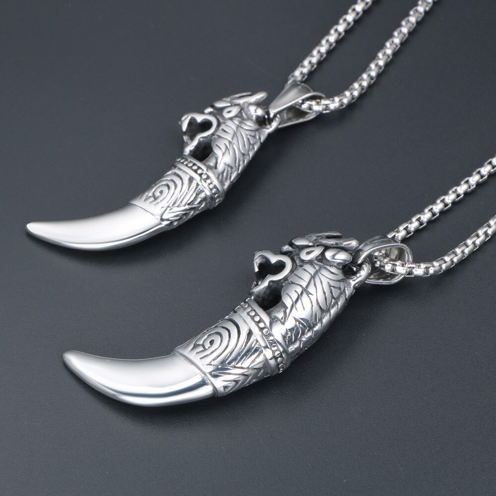 Jhsl Man Mannen Ketting Wolf Tand Hanger Rvs Sieraden Voor Mannelijke Leverancier