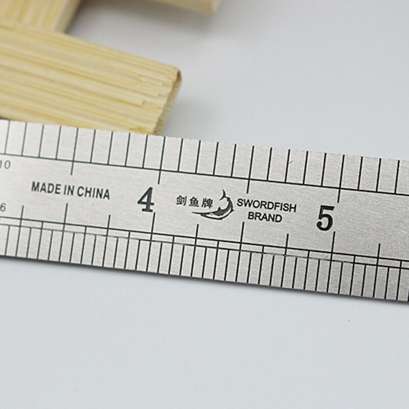 Rustfrit stål metrisk stål lineal dobbeltsidet skala metrisk lineal værktøj måleområde layout 15-100 cm