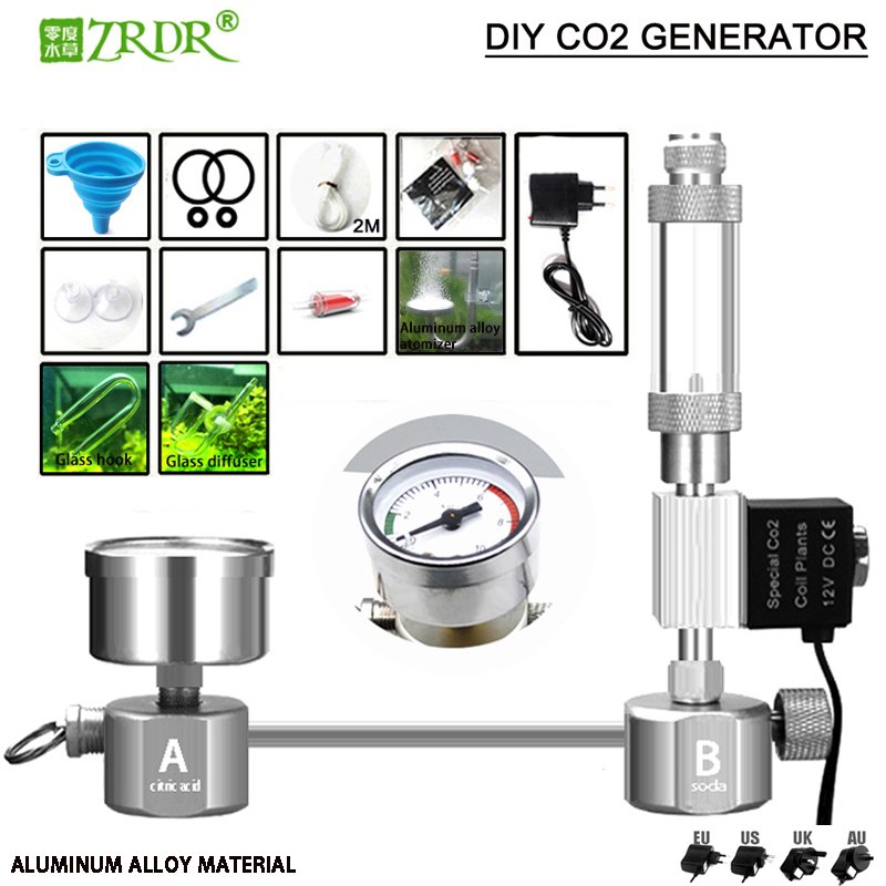 Zrdr Aquarium Diy CO2 Generator Systeem Kit CO2 Generator, Bubble Counter Diffuser Met Magneetventiel, voor/Aquatische Plantengroei