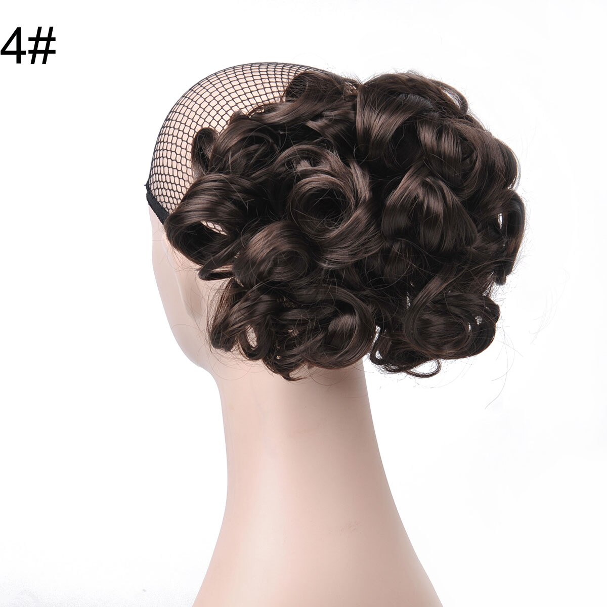 Delice – Chignon en filet élastique pour femme, postiche synthétique, bouclé, , gris, avec deux peignes en plastique, couvre-cheveux, accessoire de mariage: n ° 4